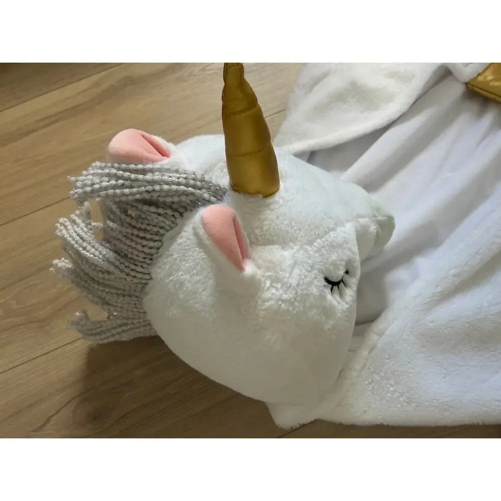 Pillow Fort Plush Unicorn Wearable Blanket with Gold Accents